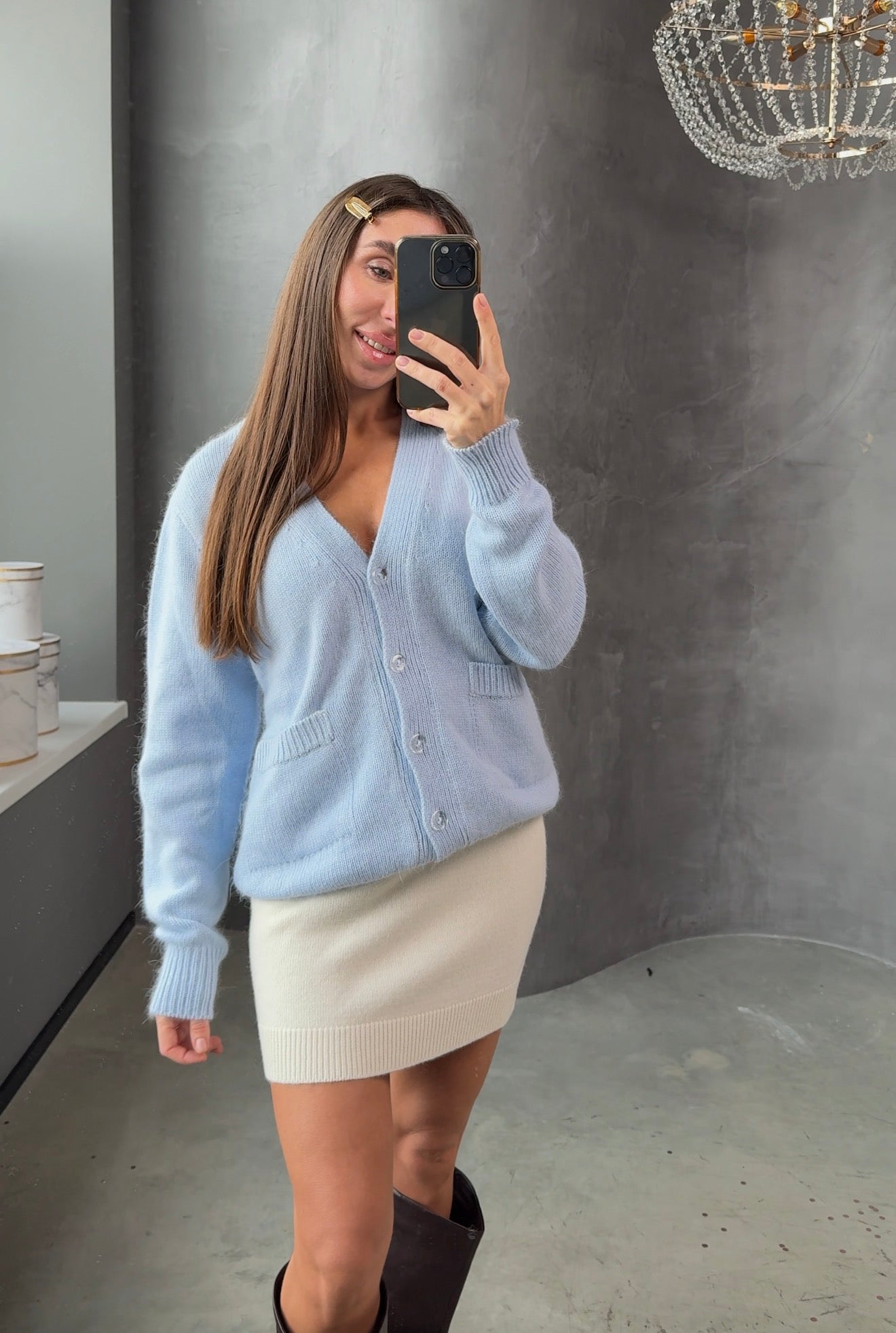 Кардиган з ангори, блакитний