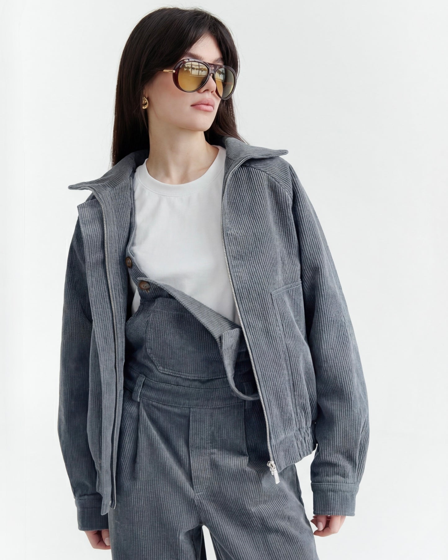 Бомбер з вельвету, сірий