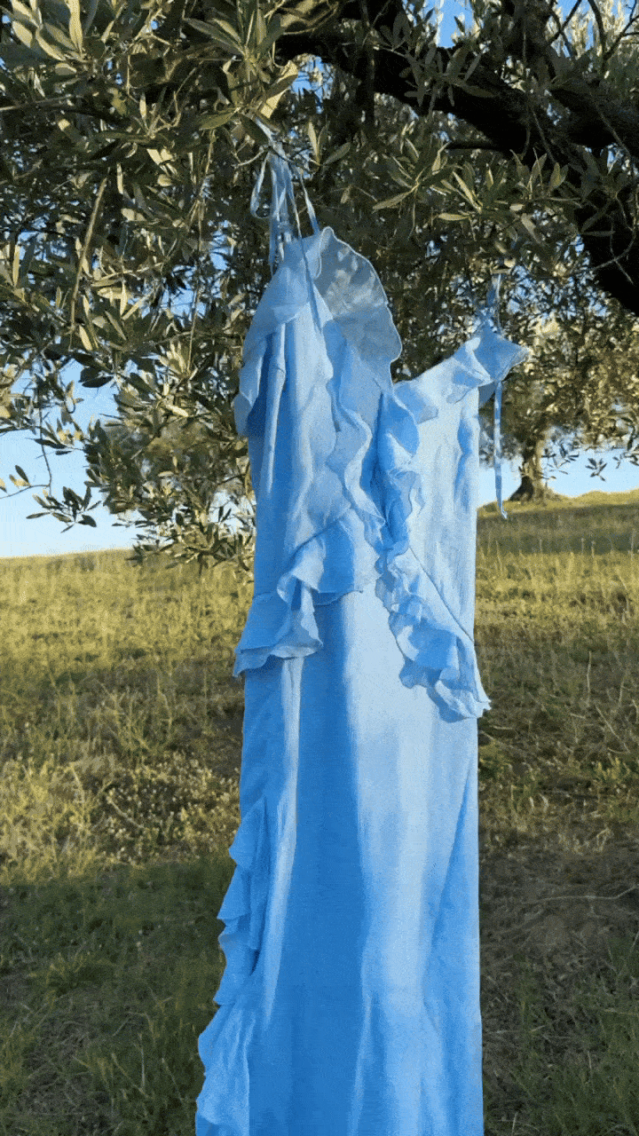 Сукня з шифону з рюшами і воланами блакитна    36497184