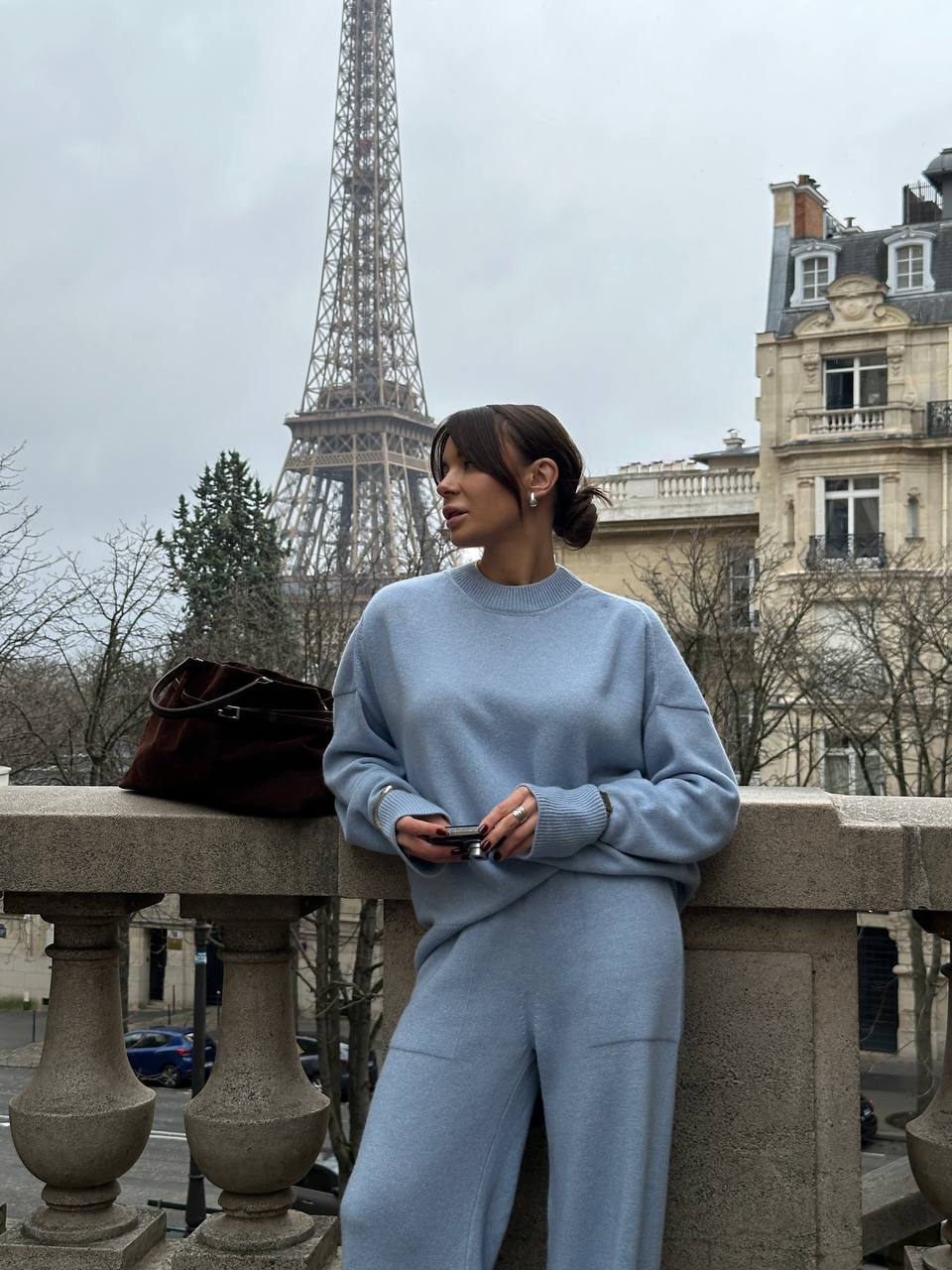 Комплект з вовни ягня светр і брюки,  блакитний    43847668