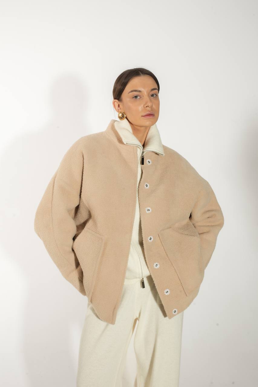 Бомбер з фактурної вовни альпаки    84415278