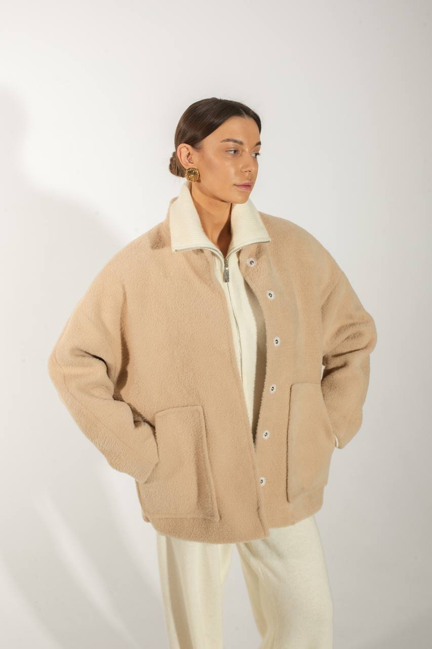 Бомбер з фактурної вовни альпаки    82250202