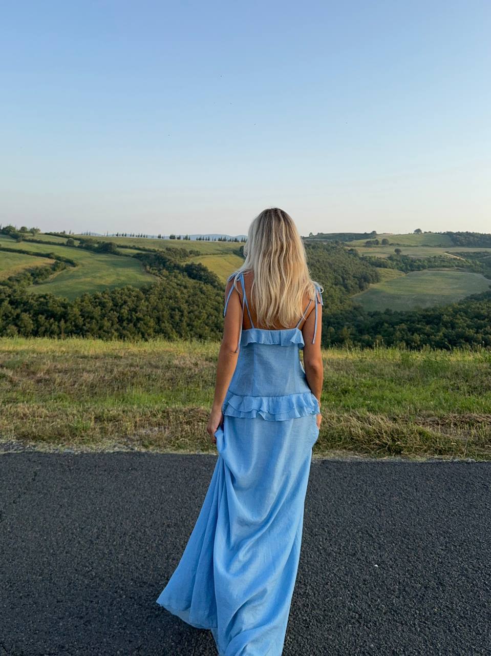 Сукня з шифону з рюшами і воланами блакитна    8904797