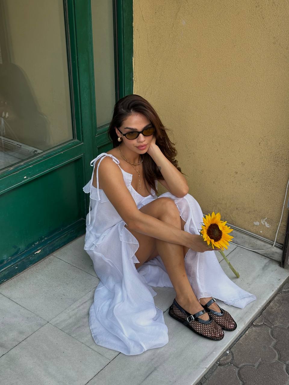 Сукня з шифону з рюшами і воланами, біла    24674843