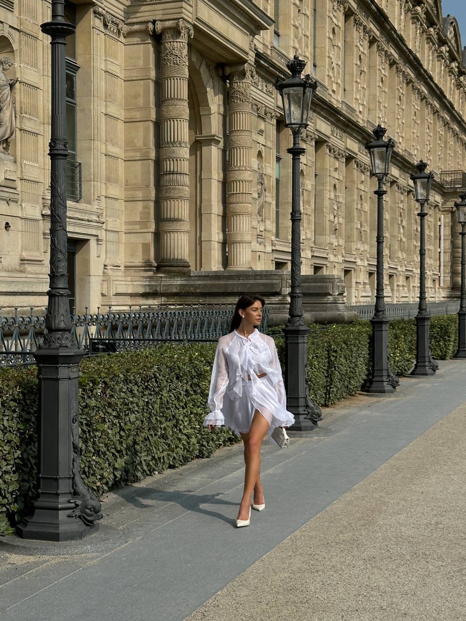 Спідниця з шифону міні біла    34332601