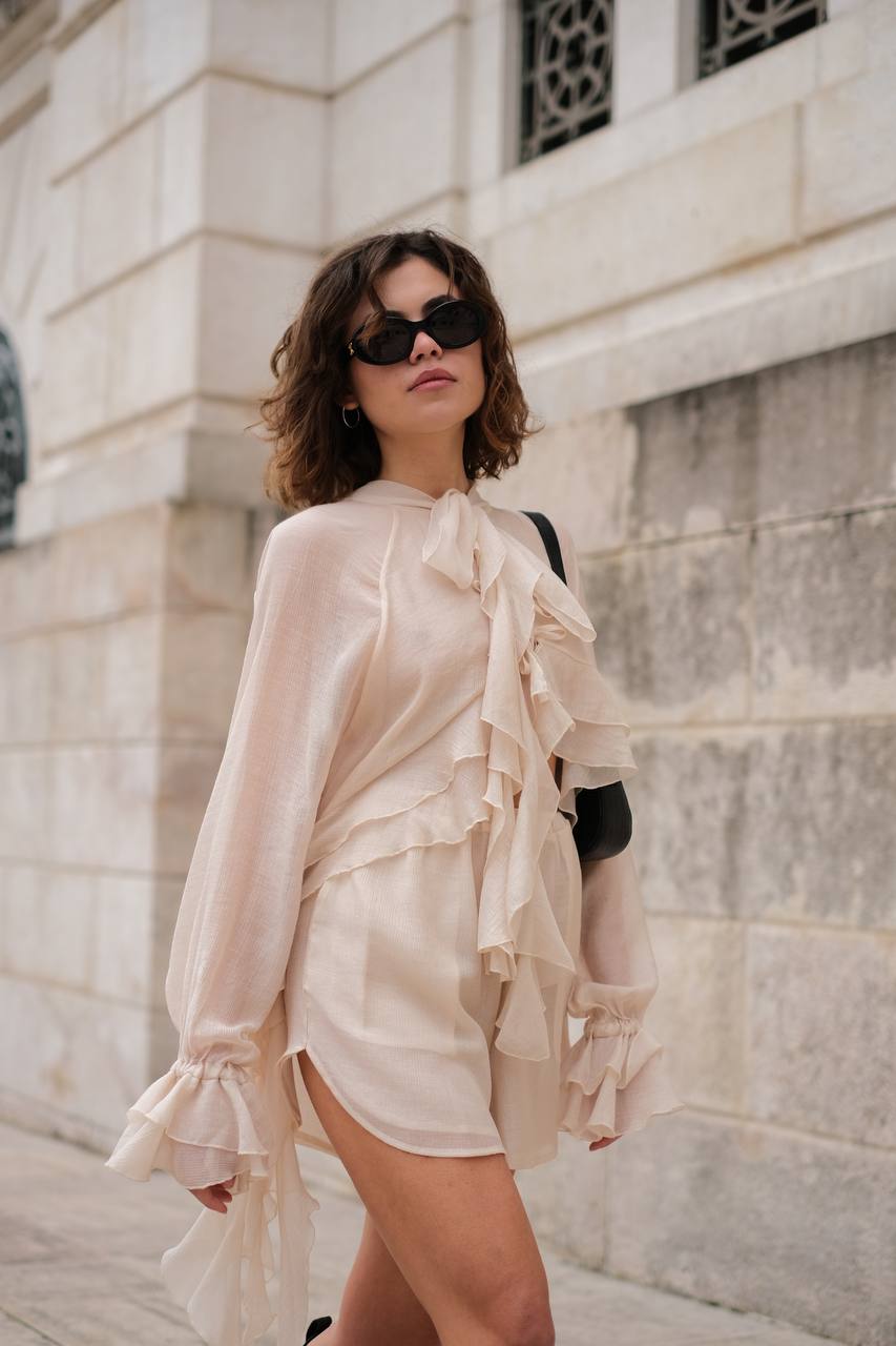 Шорти з шифону, перламутр    95293614