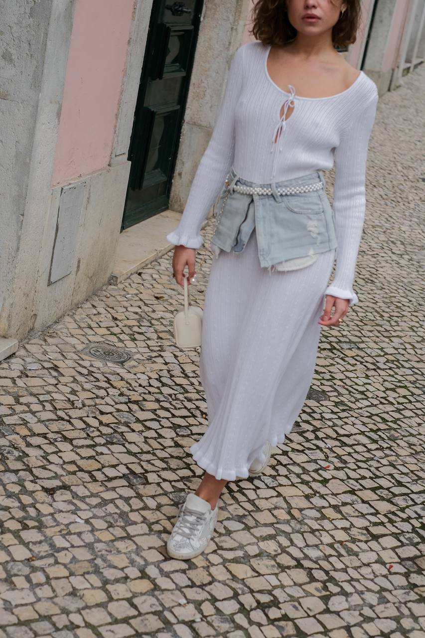 Сукня з асиметричним низом, біла    68578649