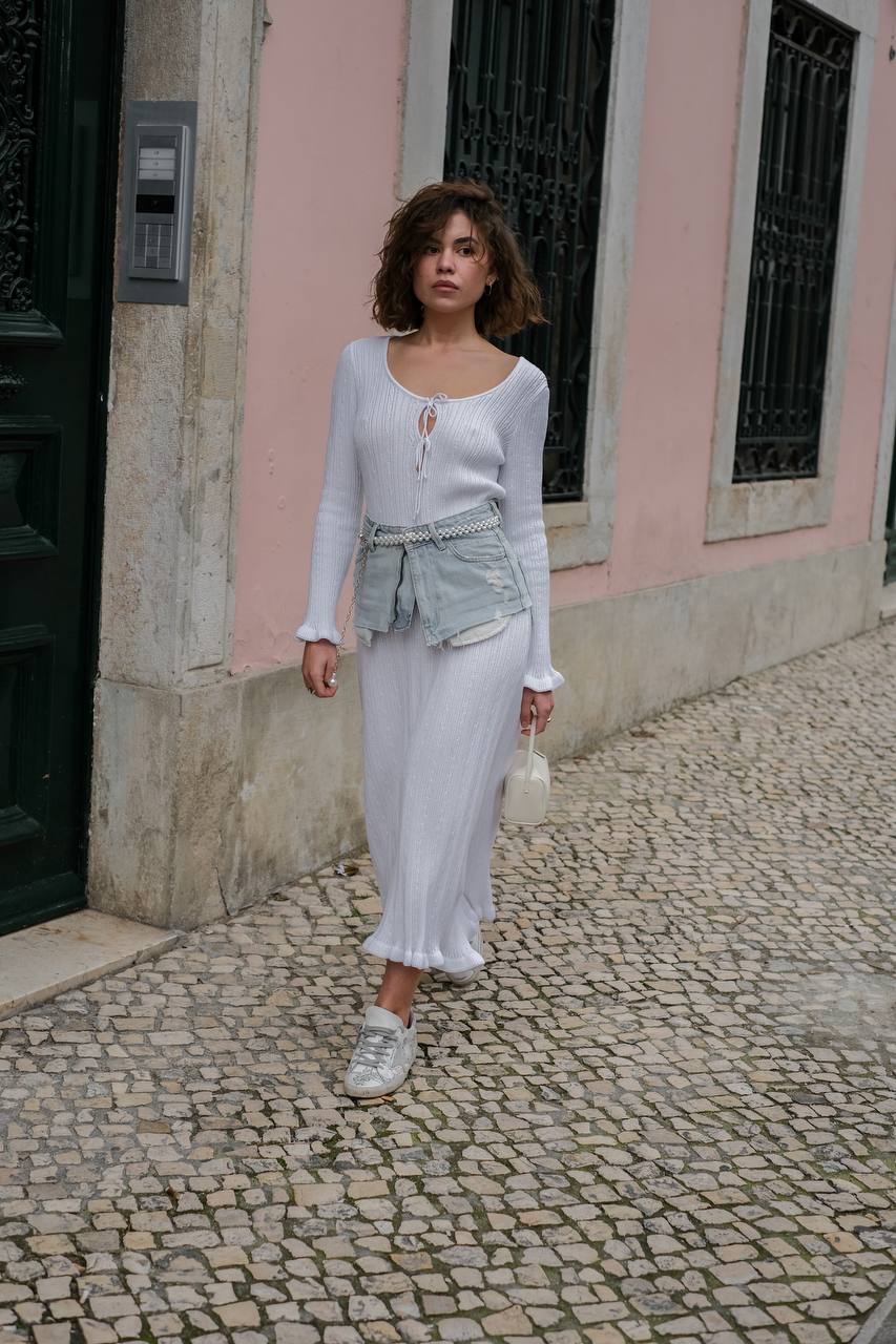 Сукня з асиметричним низом, біла    80339539