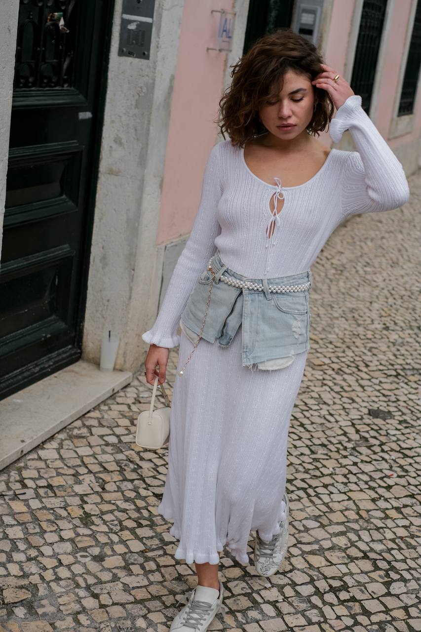 Сукня з асиметричним низом, біла    38062703