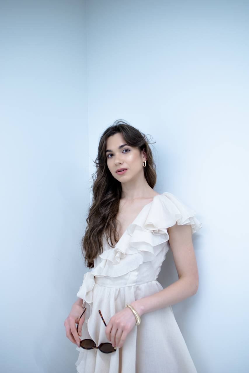 Сукня з шифону на одне плече коротка, перламутрова    63401480