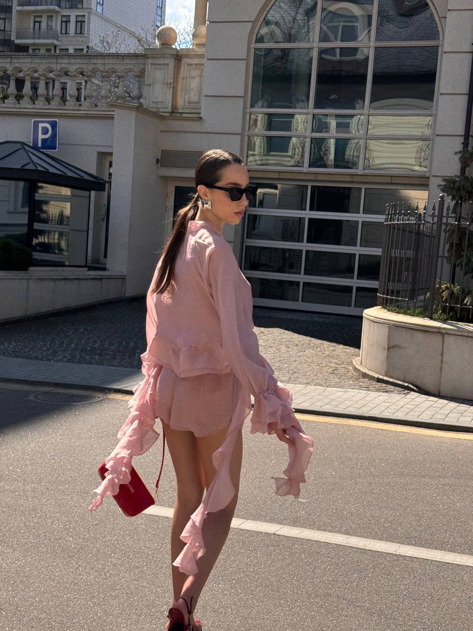 Шорти з шифону, рожеві