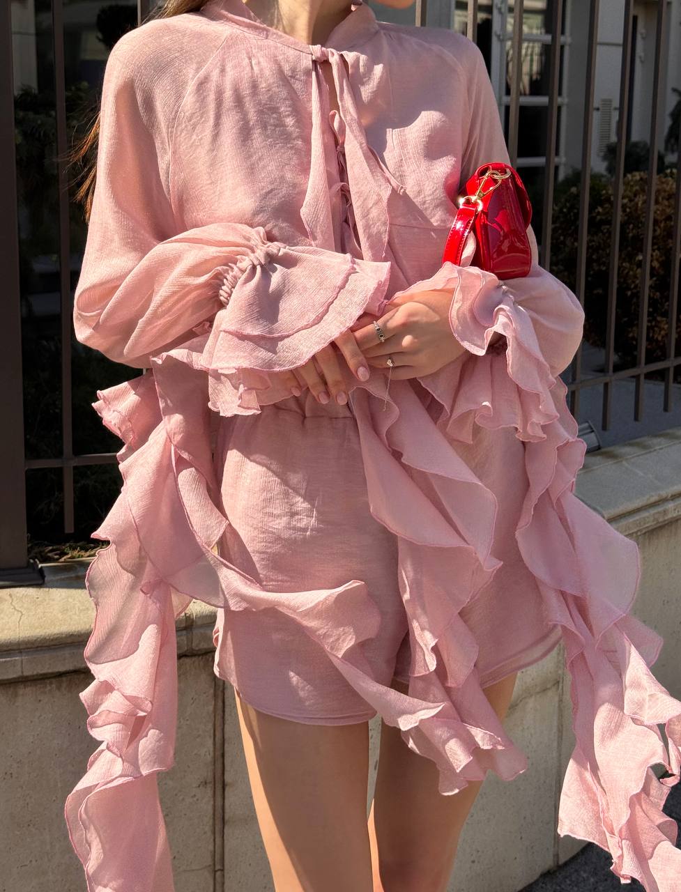 Шорти з шифону, рожеві