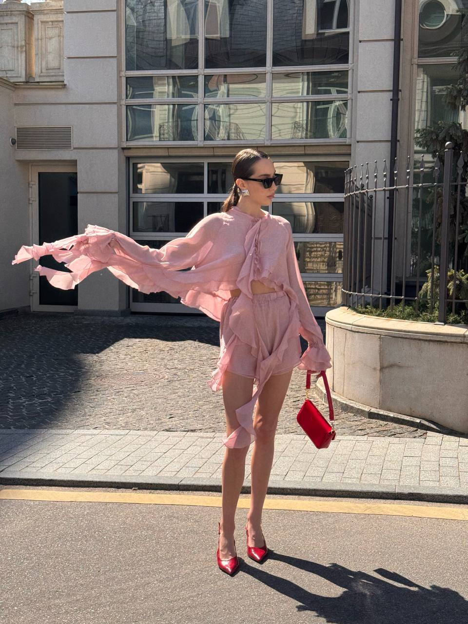 Шорти з шифону, рожеві