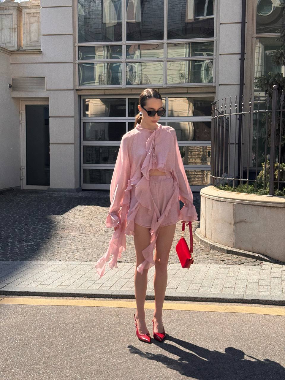 Шорти з шифону, рожеві