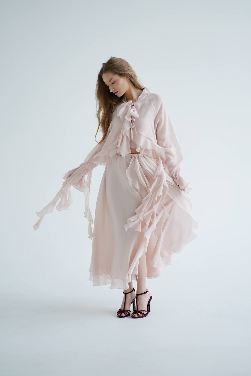 Спідниця з шифону міді