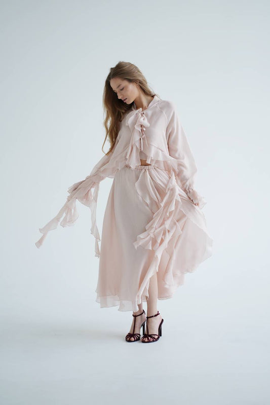 Спідниця з шифону міді