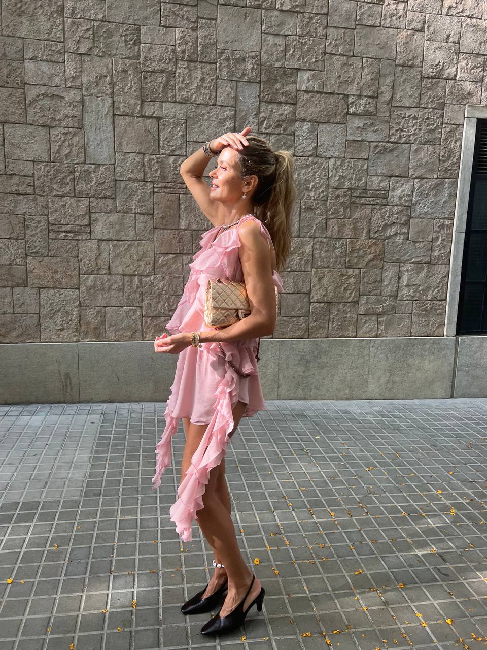 Топ з шифону з рюшами і воланами, рожевий