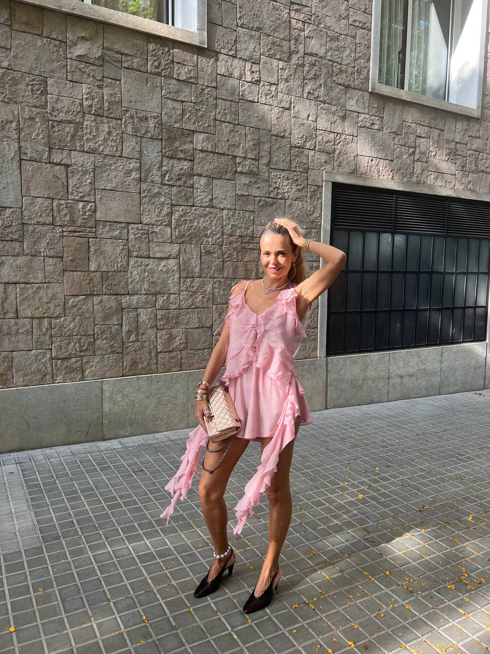 Топ з шифону з рюшами і воланами, рожевий