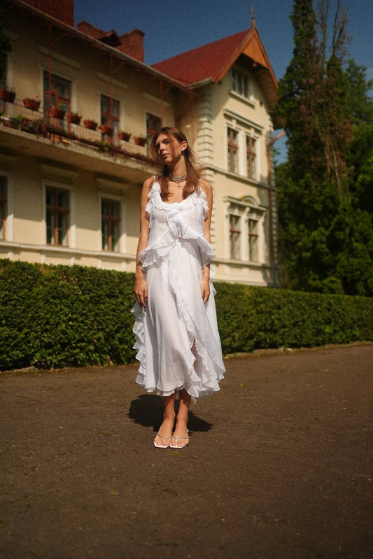 Спідниця з шифону міді, біла