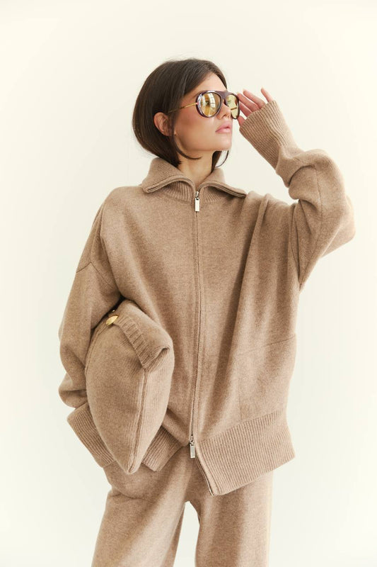 комплект з вовни ягня на блискавці