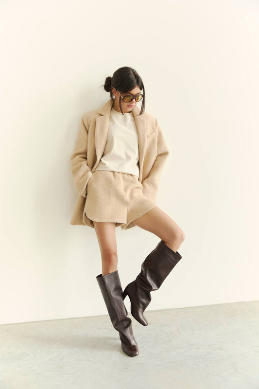 Жакет з фактурної вовни альпаки, бежевий