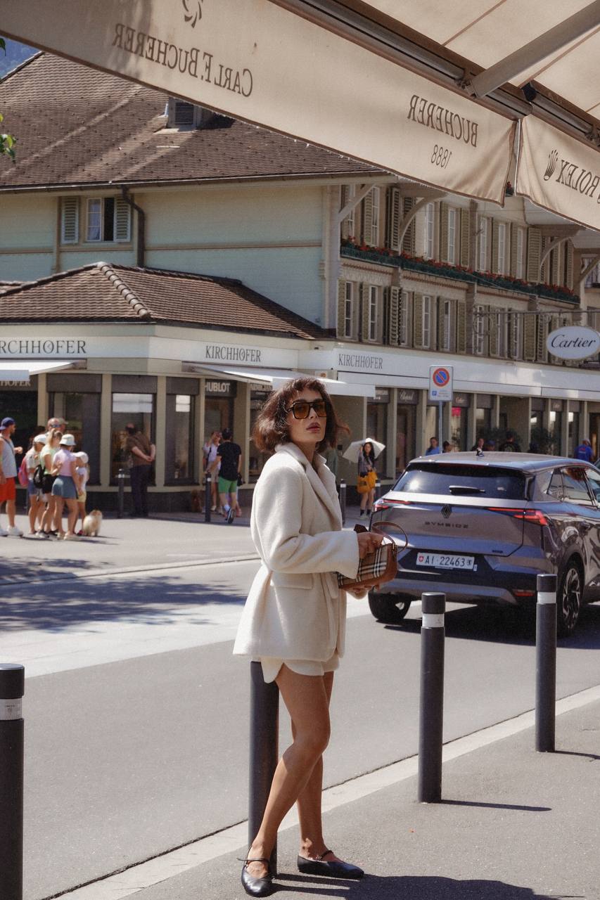 Жакет з фактурної вовни альпаки, молочний