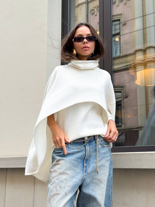 Кейп з вовни ягня, молочний