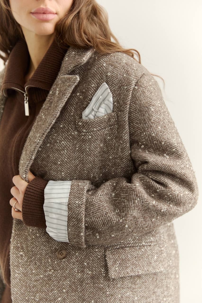 Жакет з вовни, бежево-коричневий