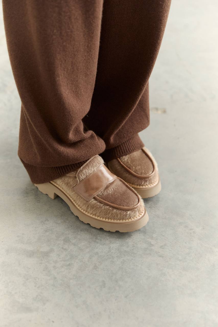 Лофери з екошкіри поні, карамельний