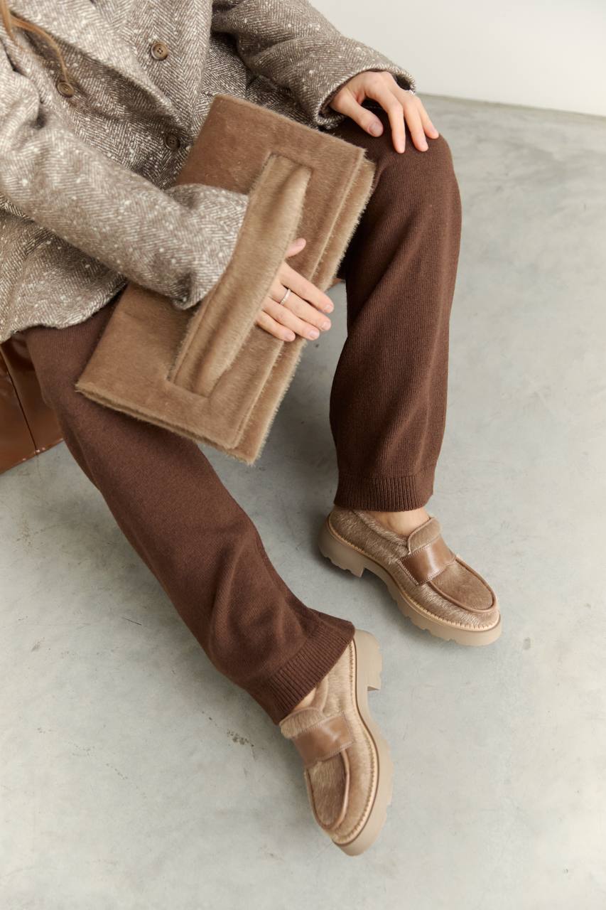 Клатч з екошкіри поні, карамельний