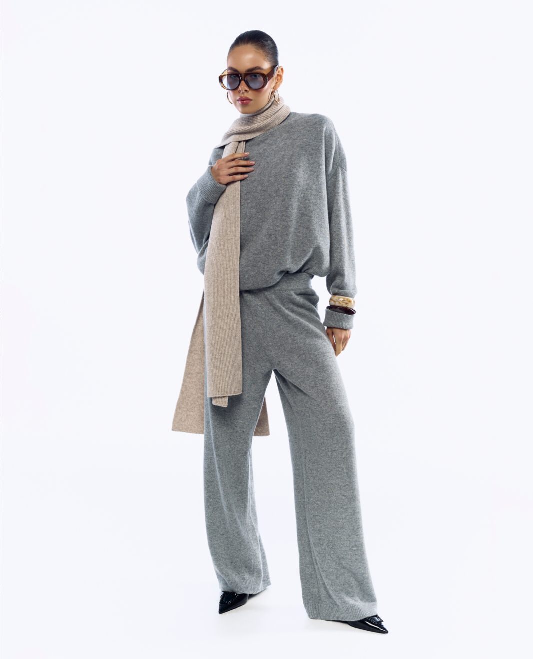 Шарф, світло-бежевий меланжевий