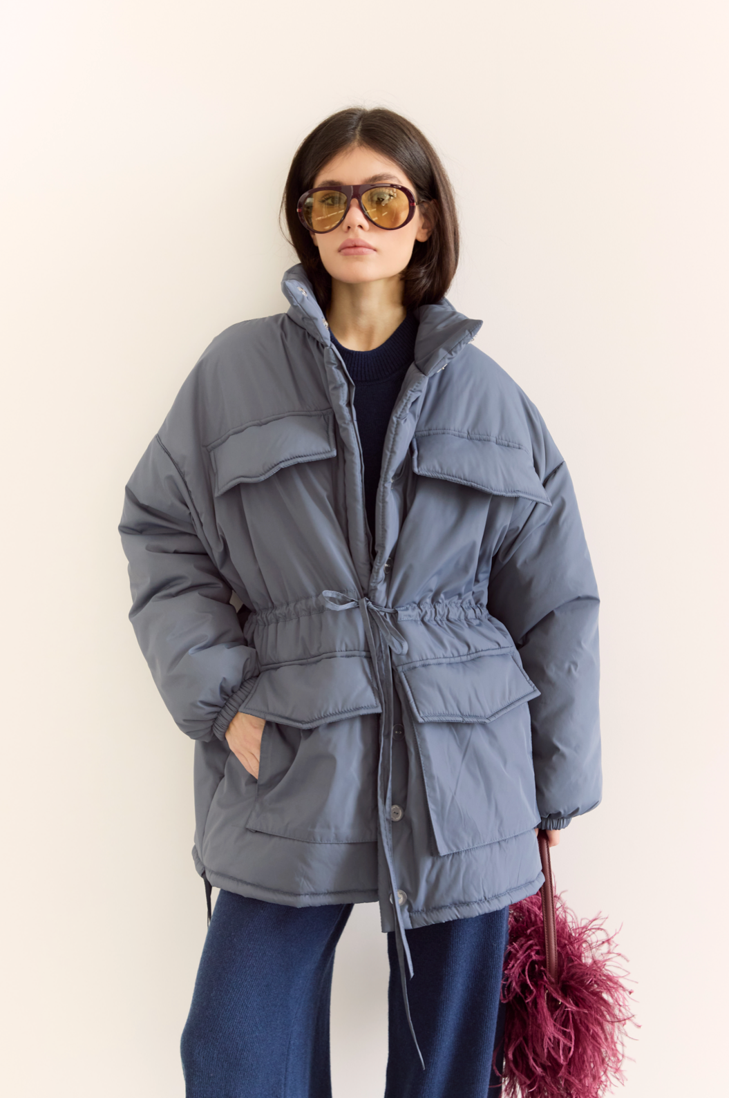 Куртка з завʼязками, сіро-синій (термін очікування 7-10 роб. днів)
