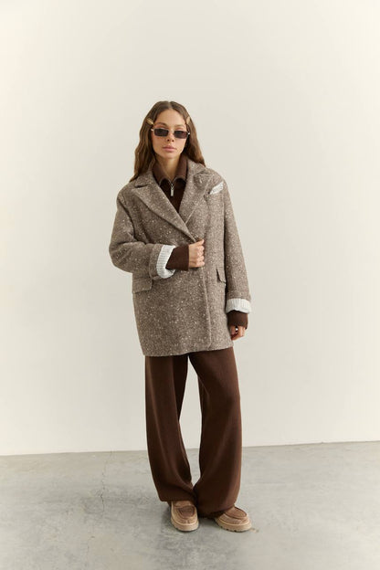 Жакет з вовни, бежево-коричневий