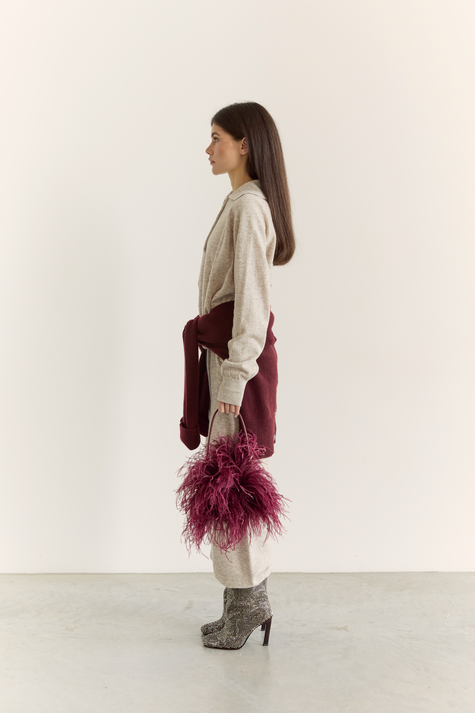 Джемпер поло з вовни ягня, світло-бежевий меланжевий