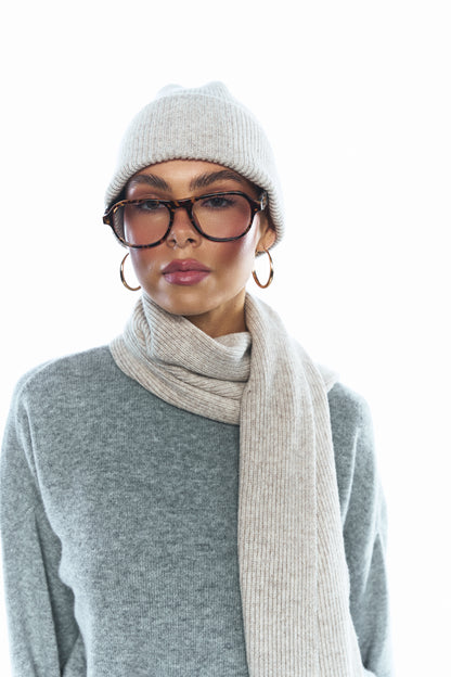 Шапка з вовни ягня, світло-бежева меланжева