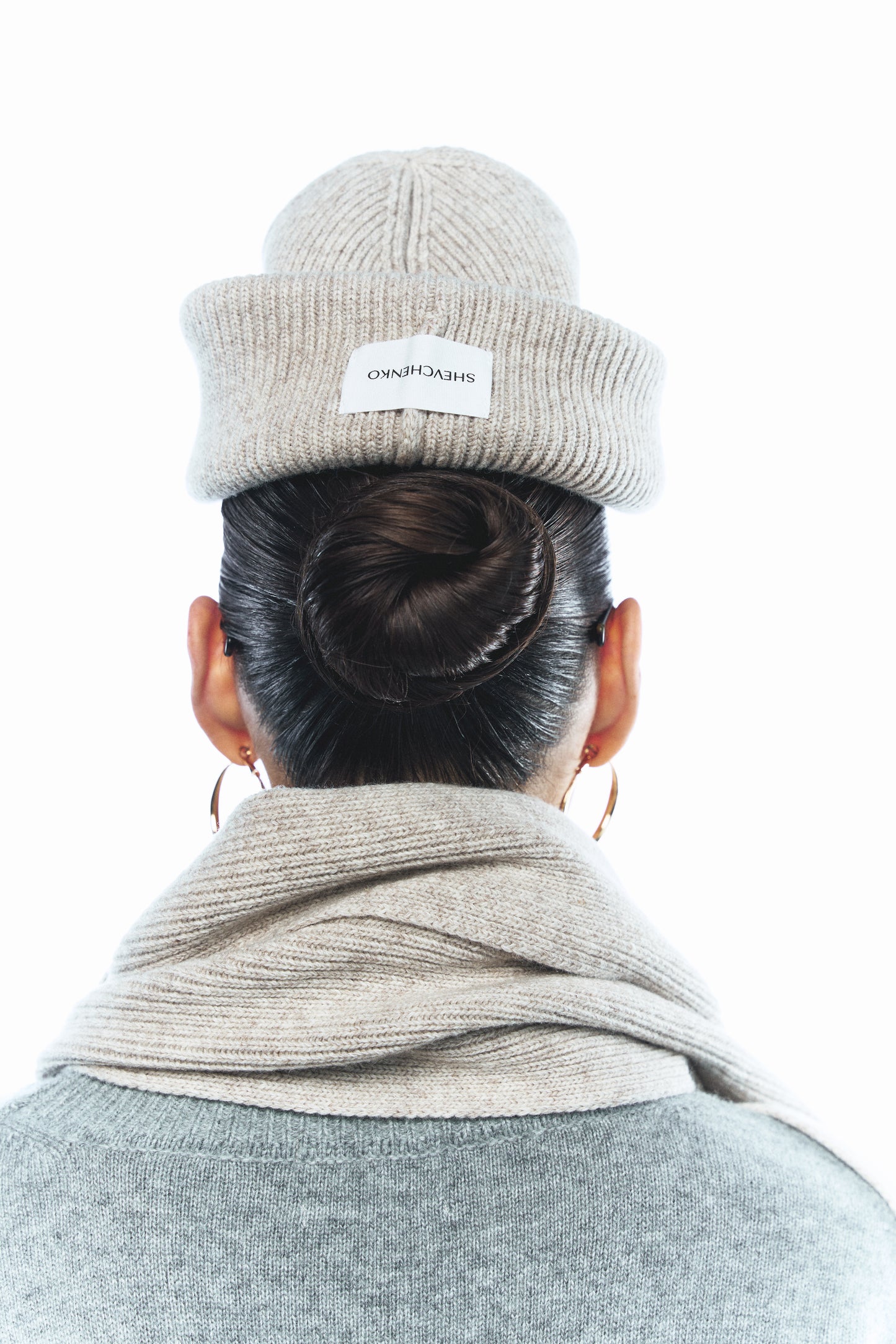 Шапка з вовни ягня, світло-бежева меланжева