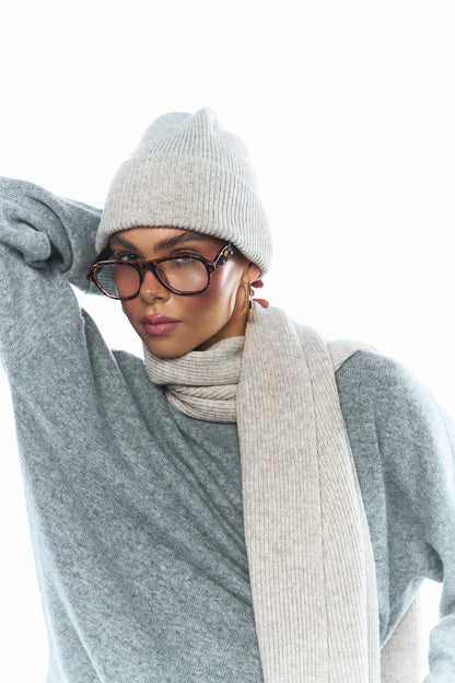 Шапка з вовни ягня, світло-бежева меланжева