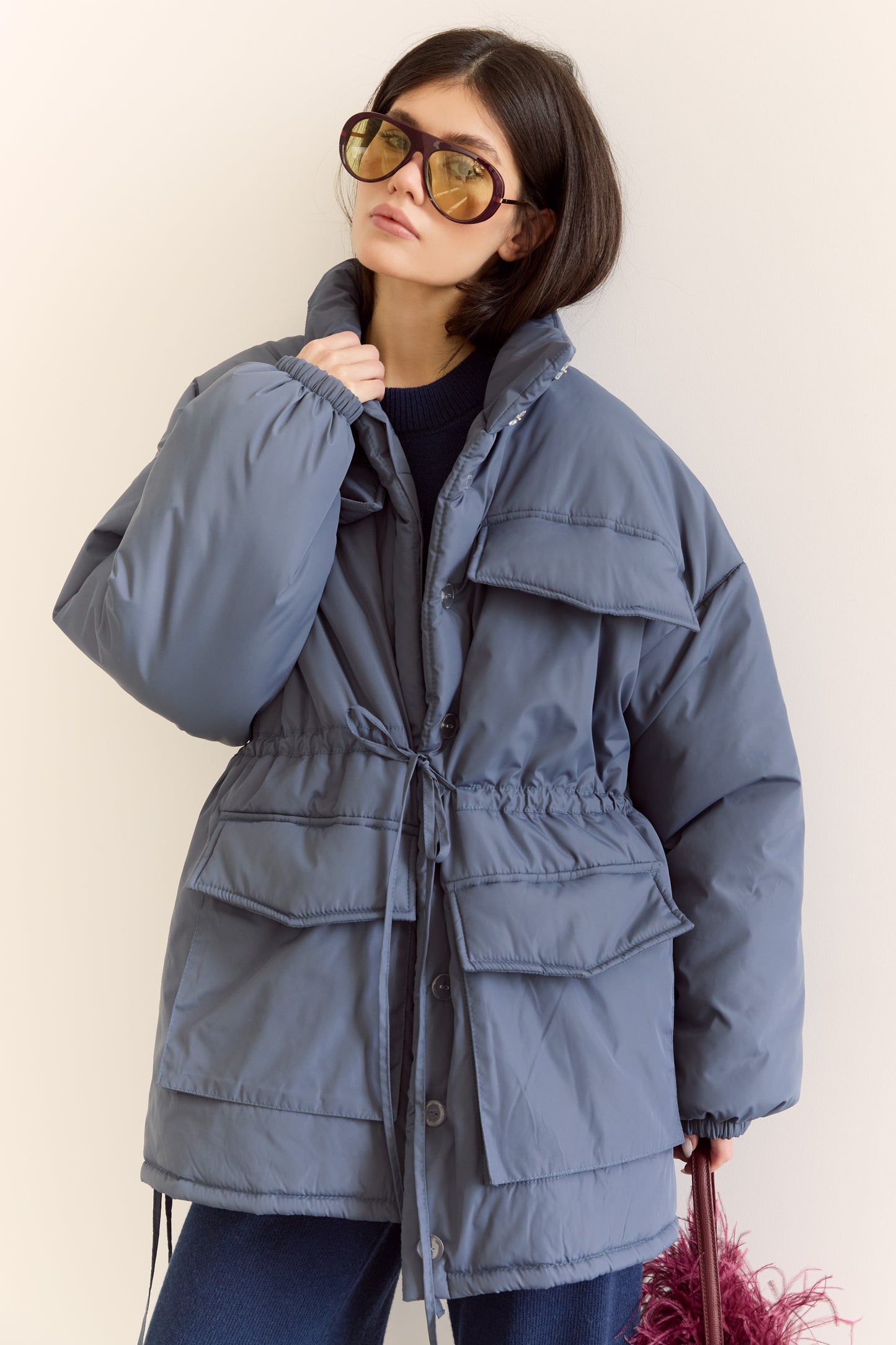 Куртка з завʼязками, сіро-синій (термін очікування 7-10 роб. днів)