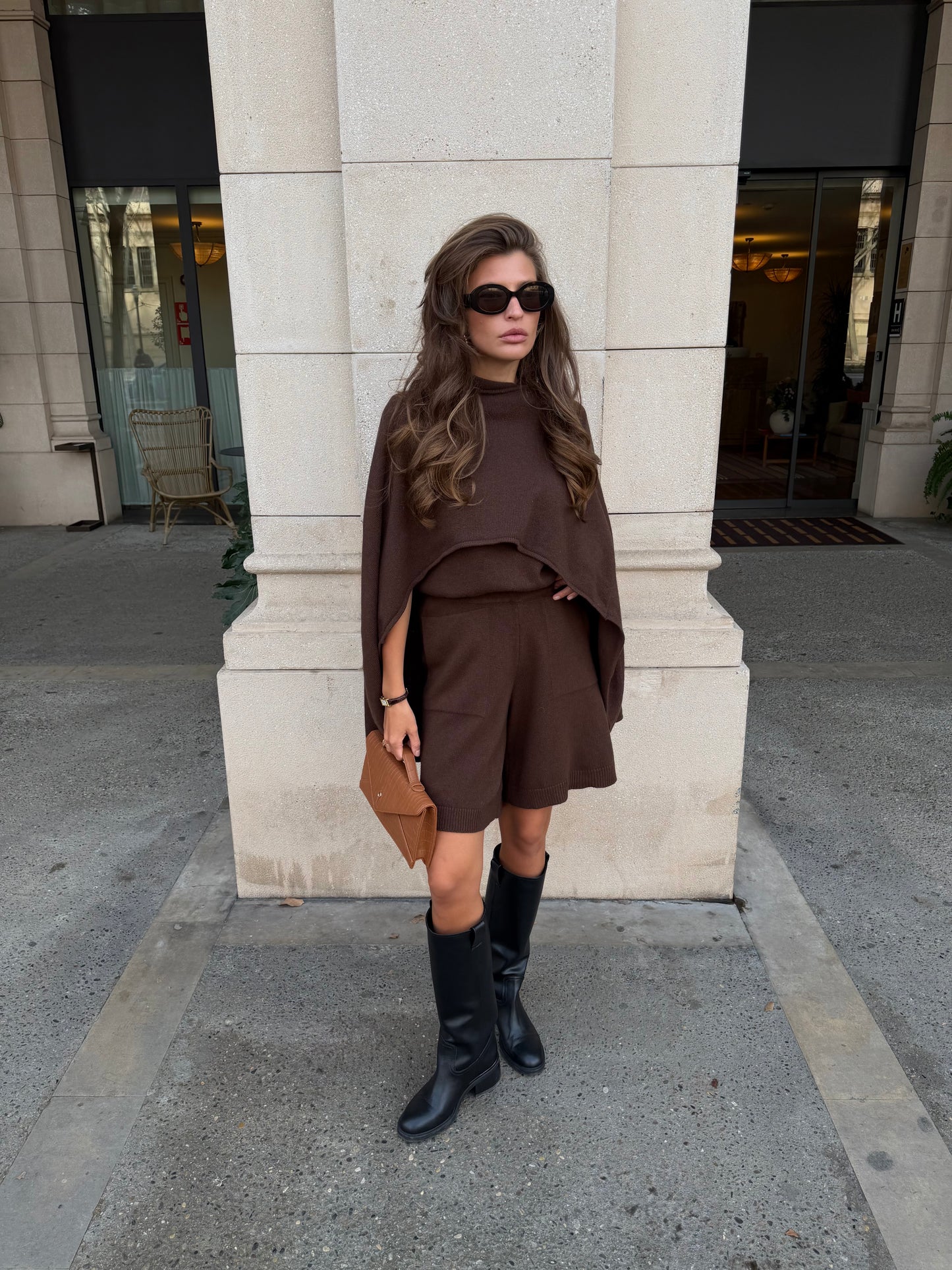 Кейп з вовни ягня, шоколадний