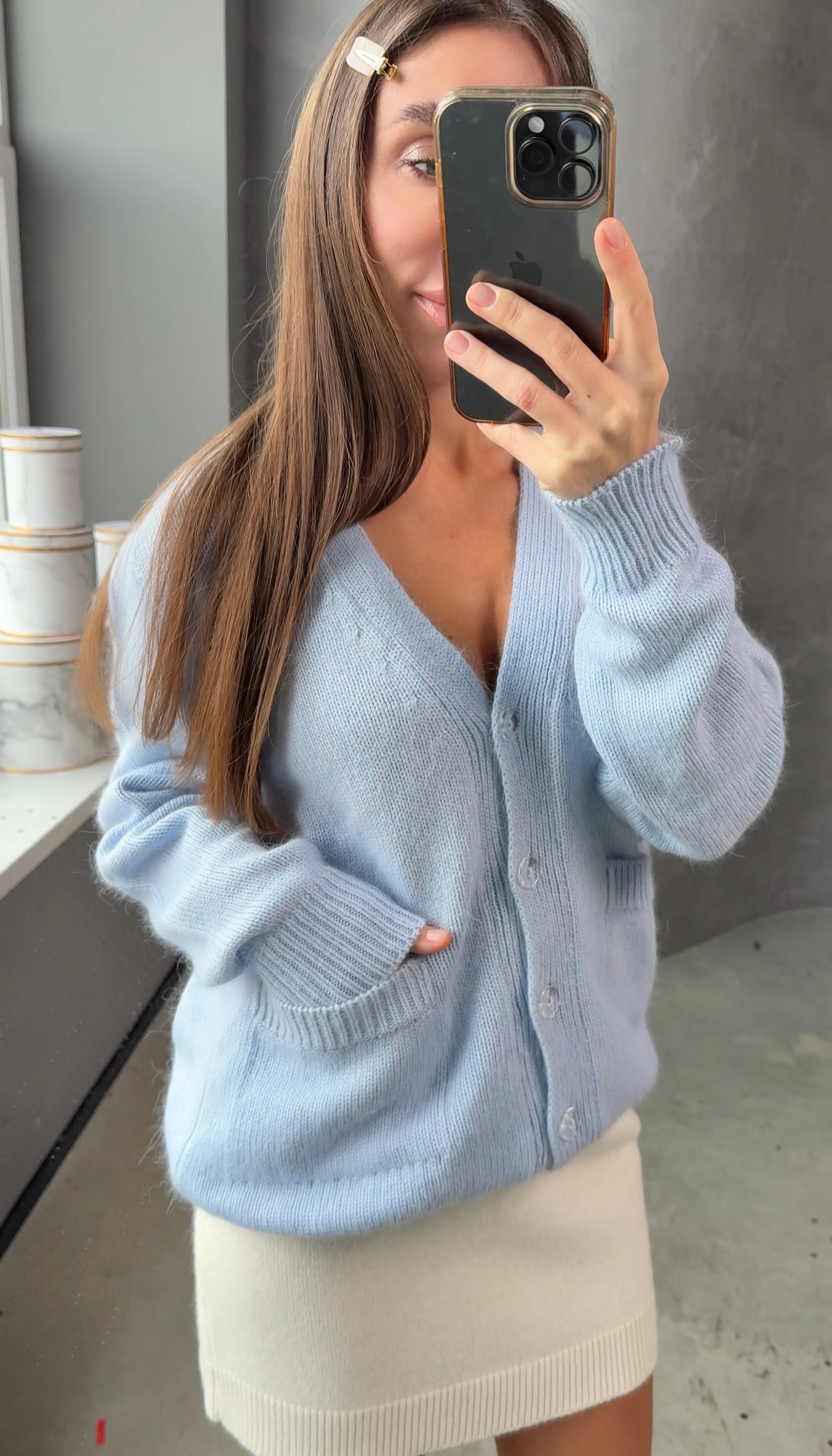 Кардиган з ангори, блакитний