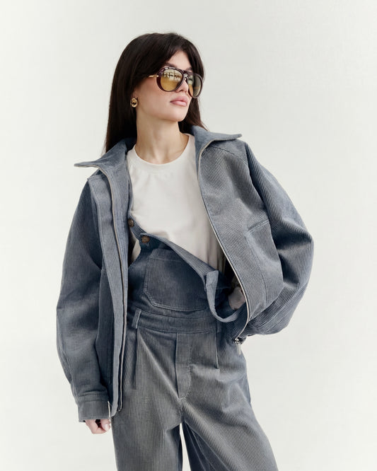 Бомбер з вельвету, сірий