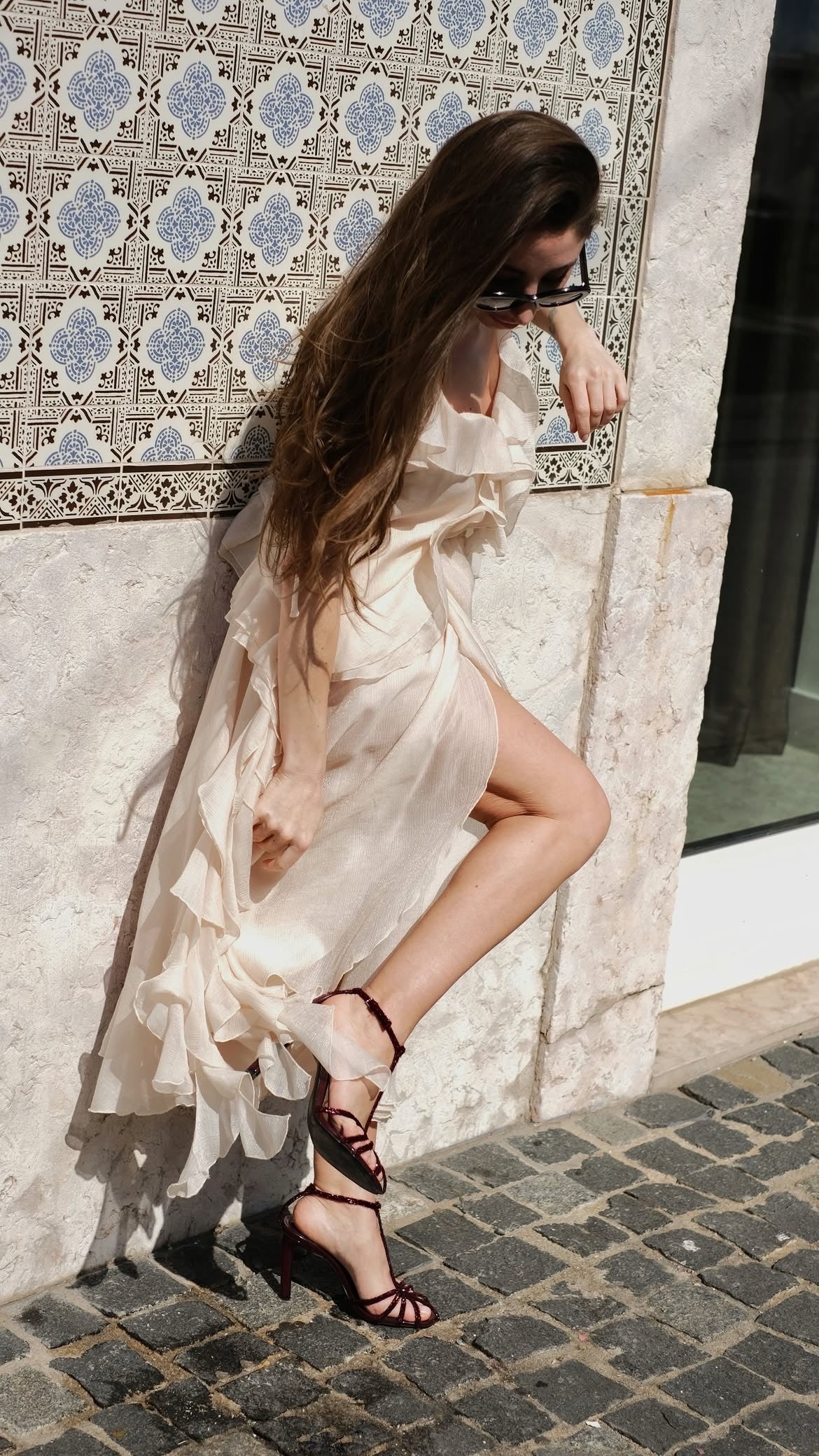 Комплект: топ та спідниця міді з шифону, перламутровий