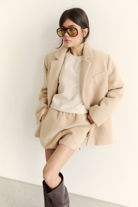 Жакет з фактурної вовни альпаки, бежевий