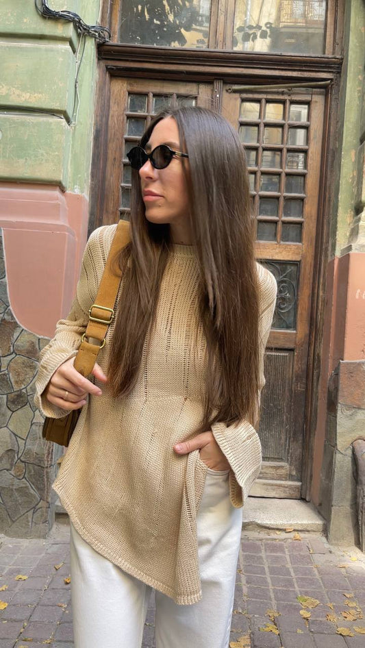 Джемпер асиметричний, бежевий