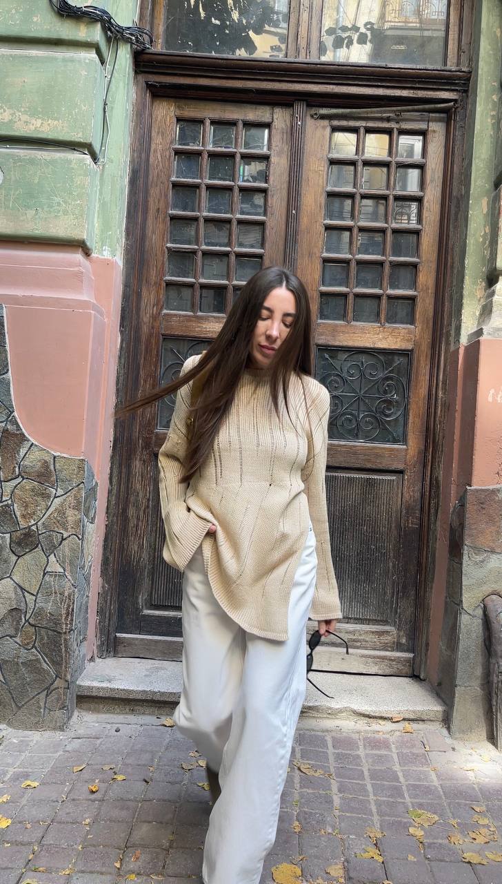 Джемпер асиметричний, бежевий