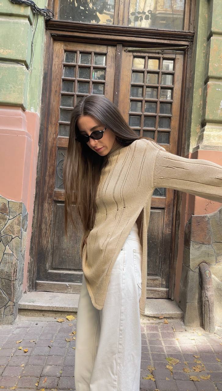 Джемпер асиметричний, бежевий