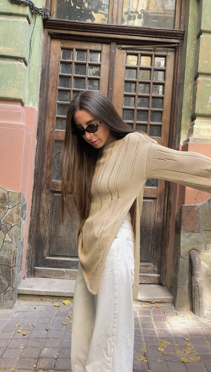 Джемпер асиметричний, бежевий