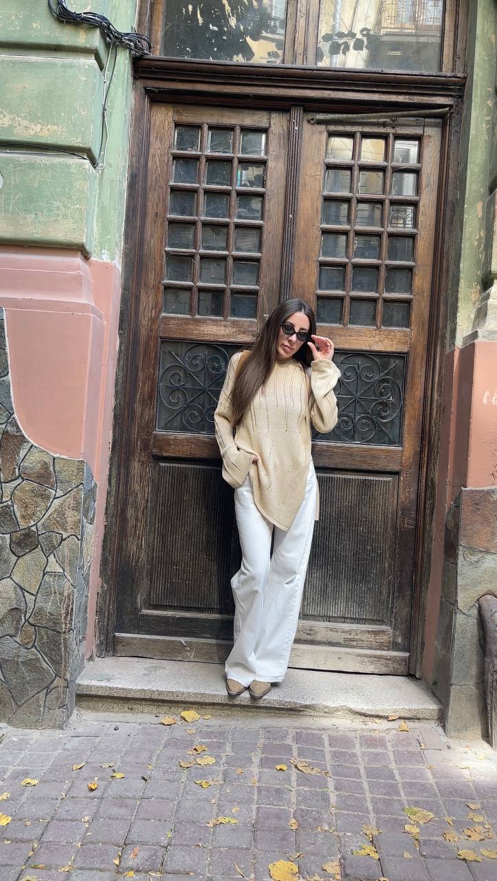 Джемпер асиметричний, бежевий