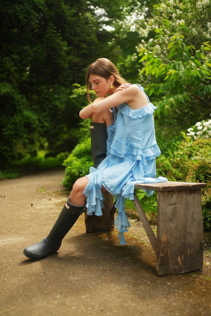 Спідниця з шифону міні, блакитний