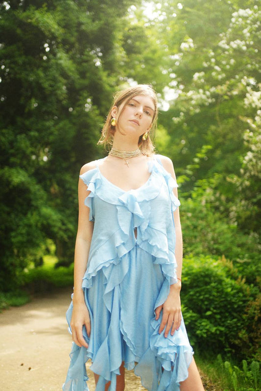 Спідниця з шифону міні, блакитний